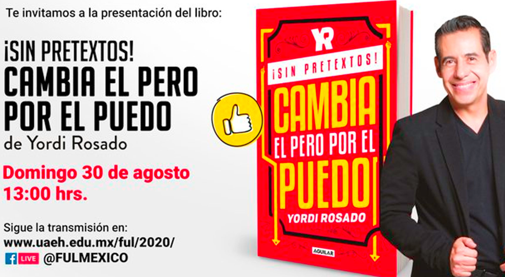 Yordi Rosado presentará libro FUL UAEH