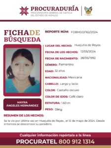 Ayuda a localizar a Mayra Ángeles Hernández, se extravió en Huejutla de Reyes