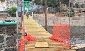 Obras del puente colgante llevan más de tres meses de atraso