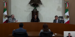 Magistrados de la Sala Regional Ciudad de México durante la sesión en la que se revocó la sentencia del TEEH sobre la elección de Eloxochitlán.