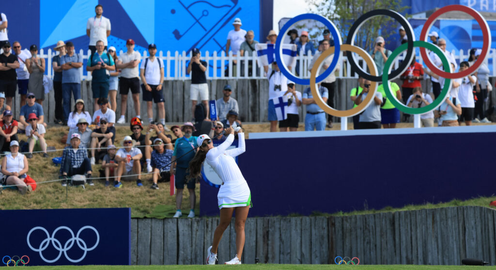 Mexico's Maria Fassi Alvarez competes in round 2 of the womens golf individual stroke play of the Paris 2024 Olympic Games at Le Golf National in Guyancourt, south-west of Paris on August 8, 2024. (Photo by Emmanuel DUNAND / AFP)