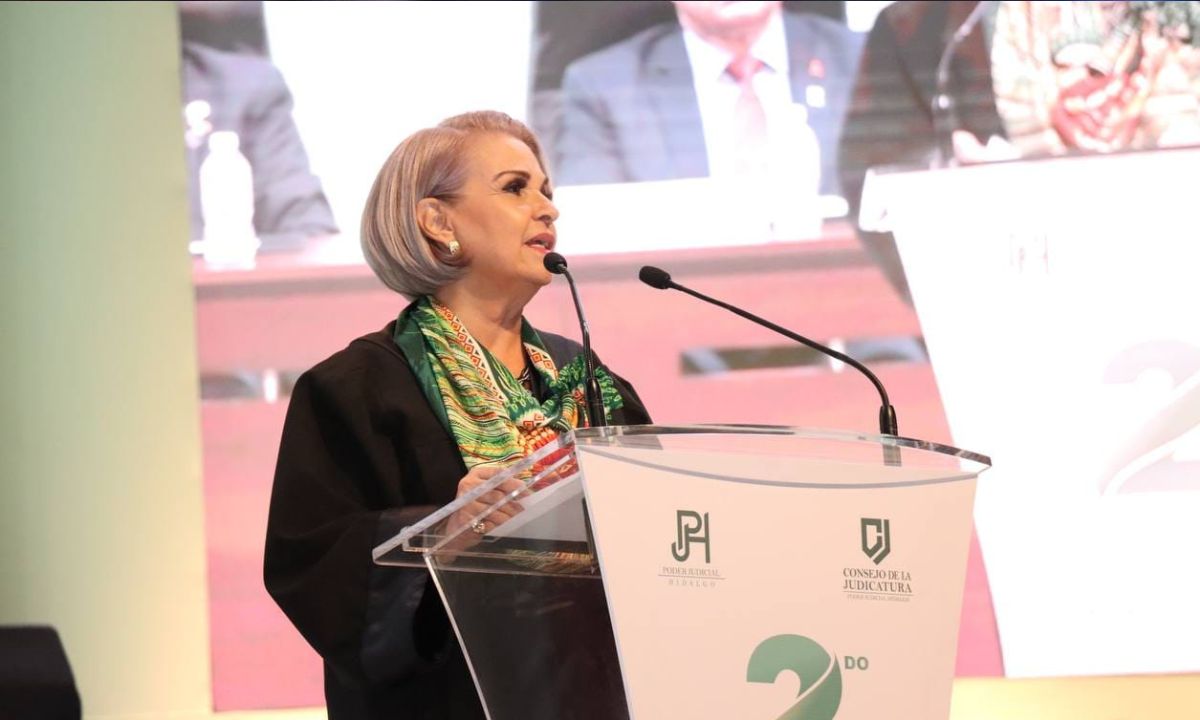 La magistrada presidenta del Poder Judicial del Estado de Hidalgo (TSJEH), Rebeca Stella Aladro Echeverría, rindió su segundo informe de actividades