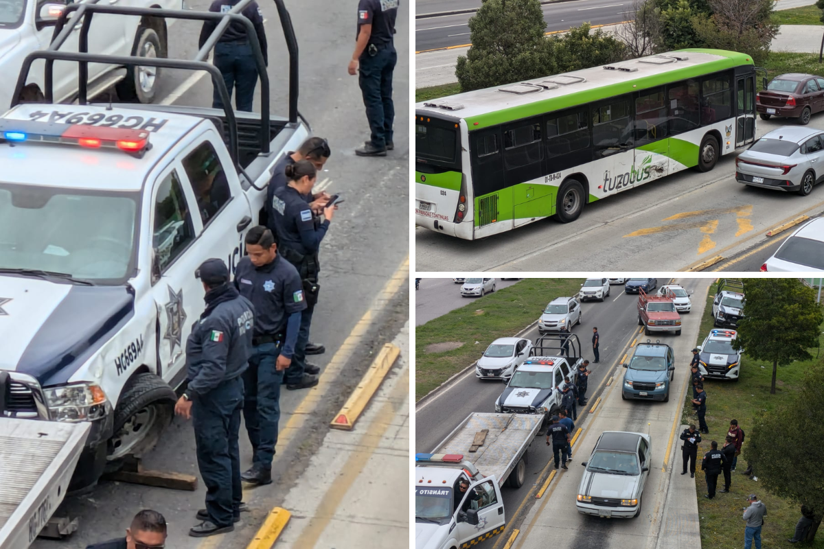 El accidente entre la patrulla y el Tuzobús ocurrió en una concurrida avenida de Pachuca.