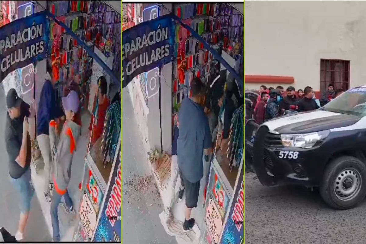 Captura de cámaras de seguridad muestra el inicio de la golpiza en Tulancingo