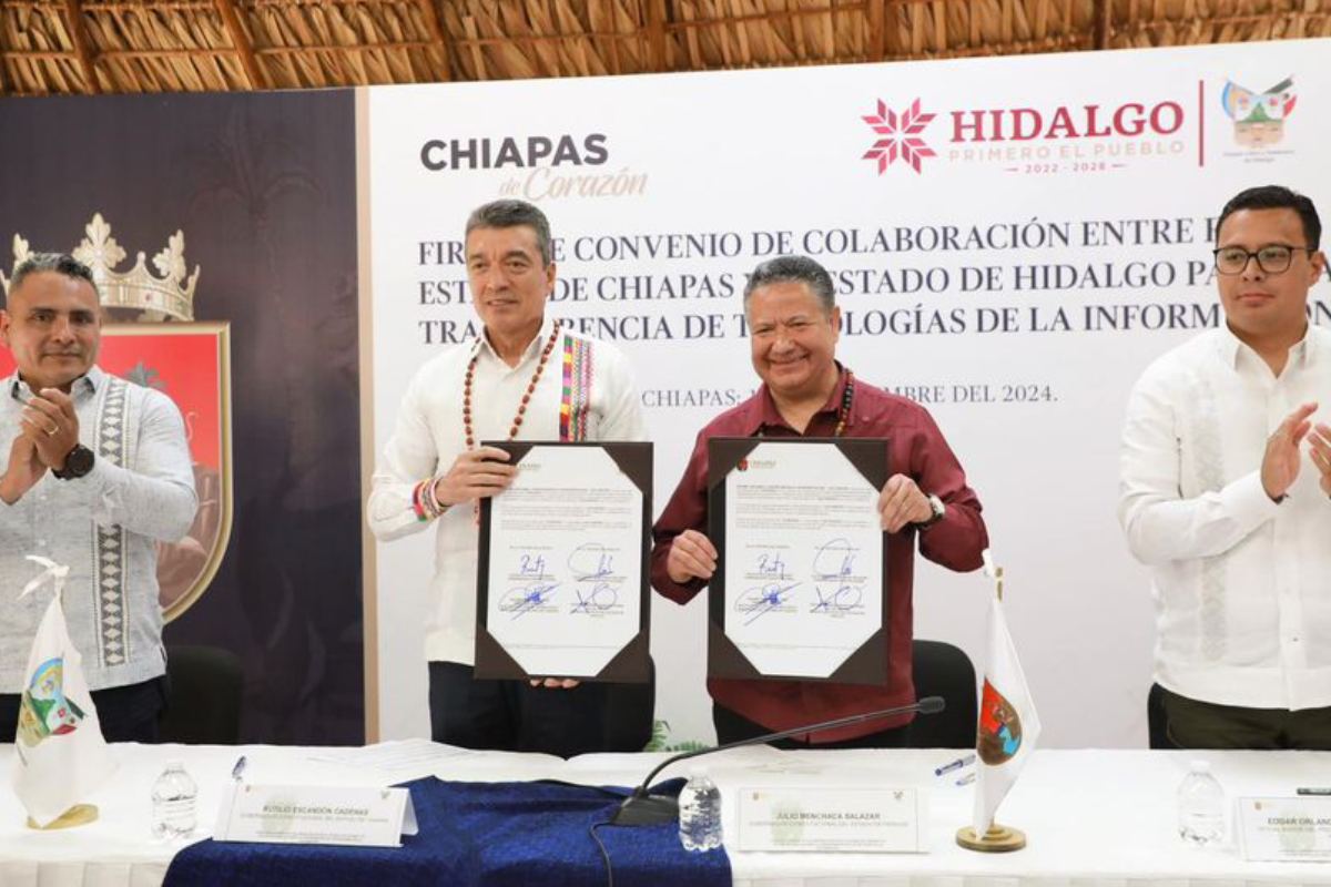 Hidalgo y Chiapas signaron el Convenio de Colaboración para la Transferencia de Tecnologías de la Información