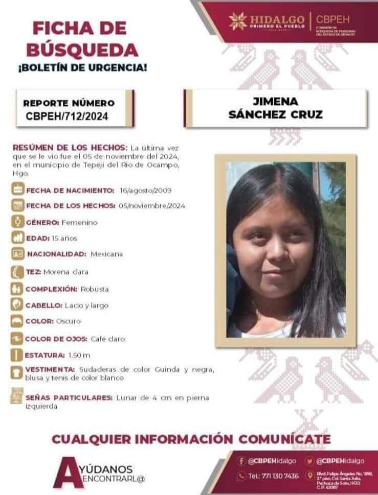 Desapareció una menor en la región Tula-Tepeji; ya van varios extravíos en dos años