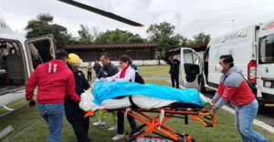 Huejutla: Marcelino Acosta Azuara antes de ser trasladado vía aérea.