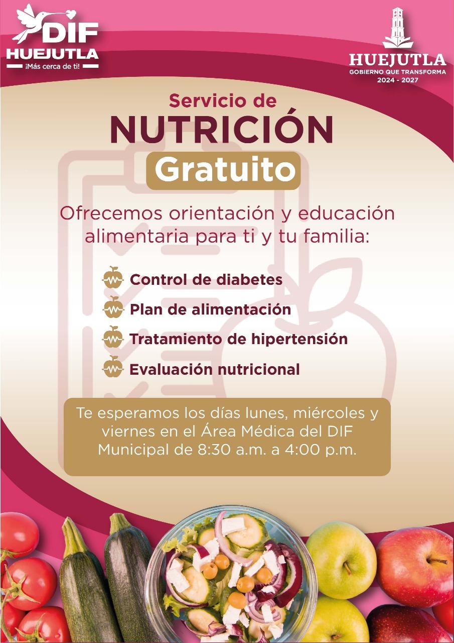 Con el objetivo de mejorar la salud y calidad de vida de los habitantes de Huejutla, el Sistema Municipal para el Desarrollo Integral de la Familia (DIF) ha puesto en marcha una serie de acciones enfocadas en fomentar la sana alimentación y la educación nutricional