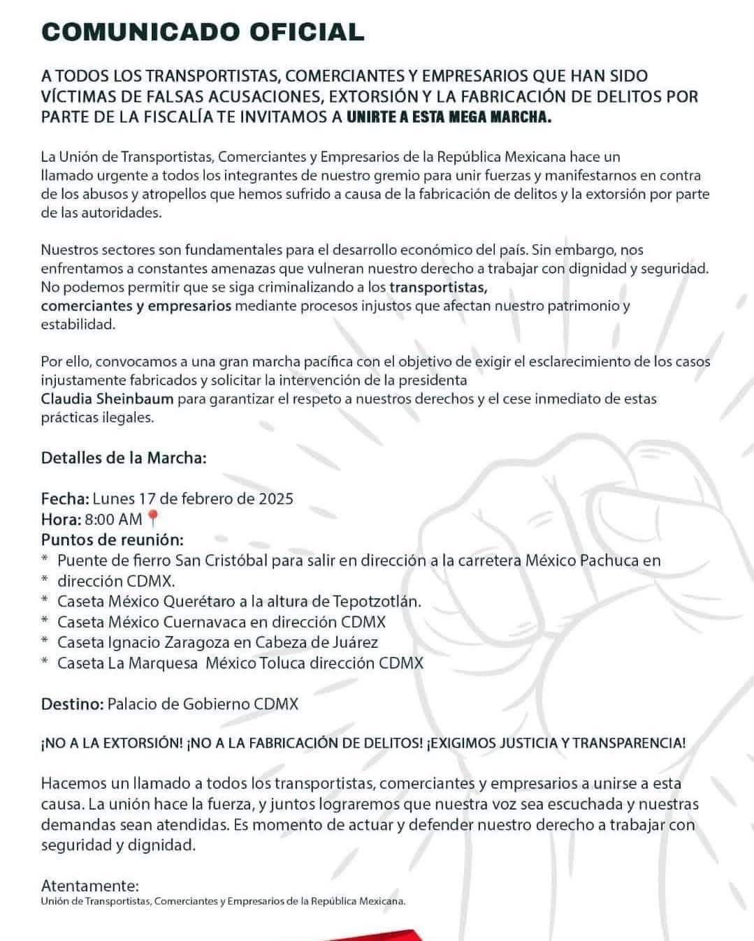 Transportistas preparan su movilización en protesta por la fabricación de delitos