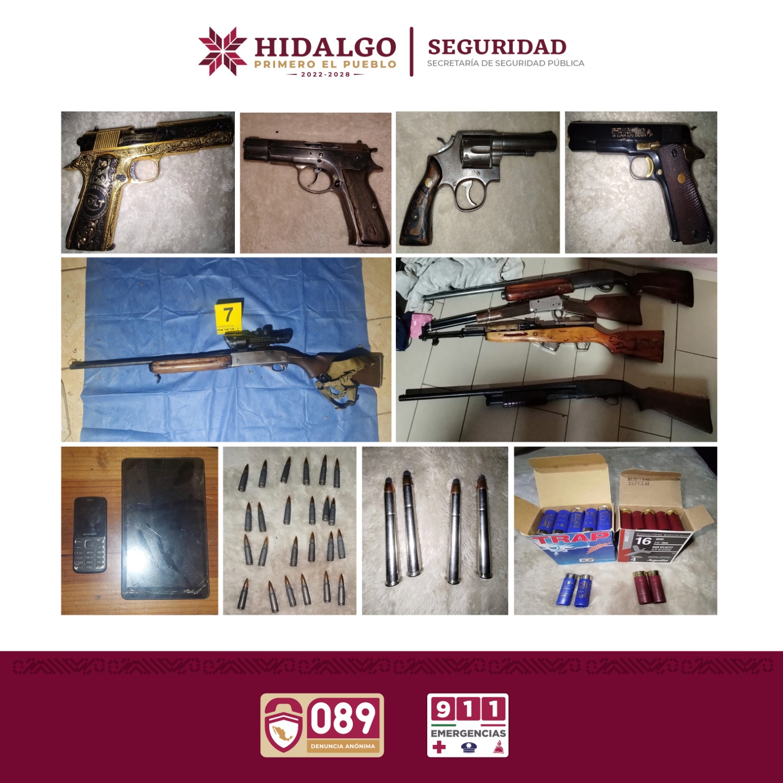 Aseguran armas largas y cortas listas para usarse durante operativo de seguridad