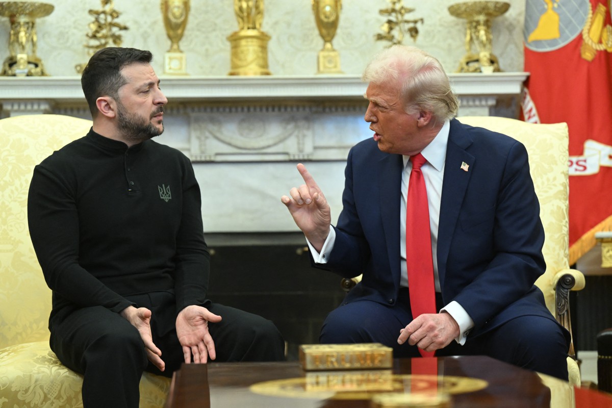 US President Donald Trump and Ukraine's President Volodymyr Zelensky meet in the Oval Office of the White House in Washington, DC, February 28, 2025. Zelensky on February 28 told Trump there should be 