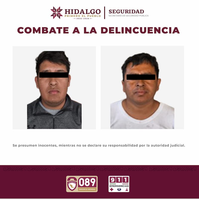 Dos personas fueron detenidas en Atotonilco de Tula y presentadas ante las autoridades