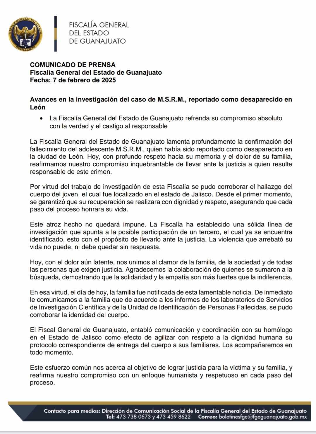 La Fiscalía de Guanajuato aseguró que se llevará a cabo una investigación para esclarecer los hechos