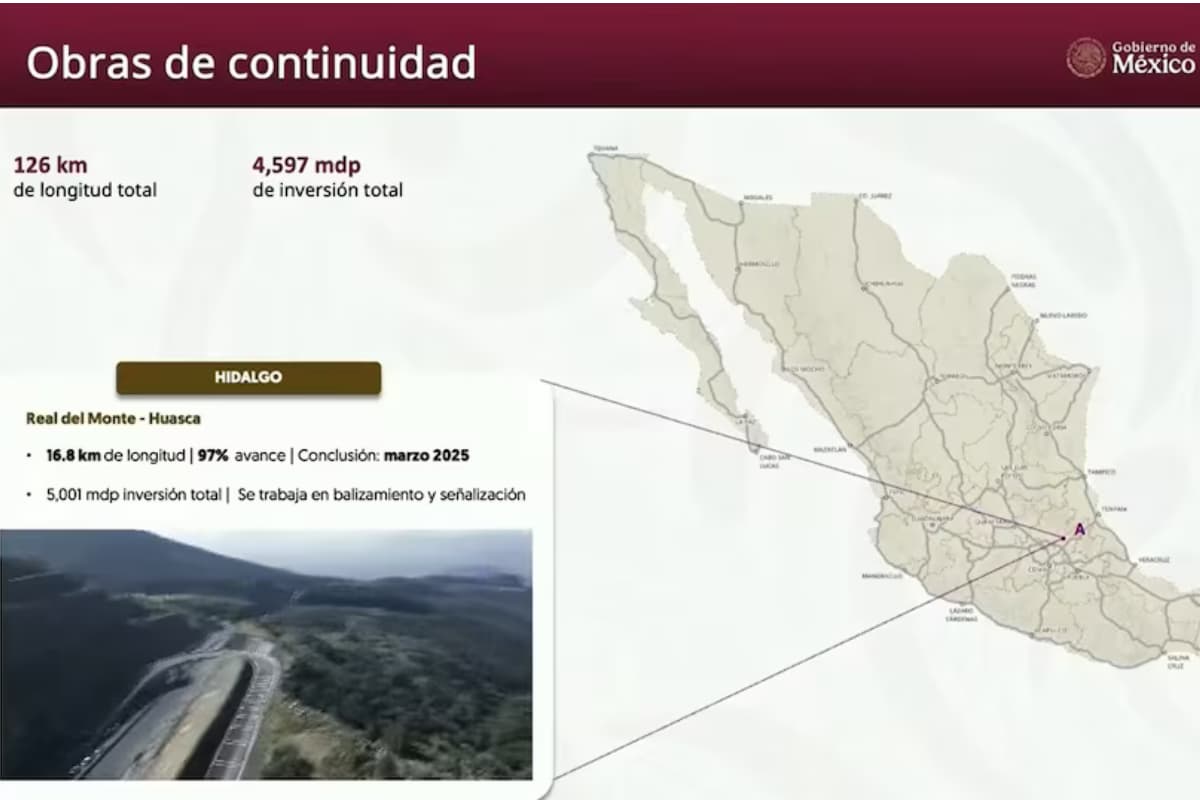 La carretera Real del Monte-Huasca avanza con un 97% de progreso hacia su finalización