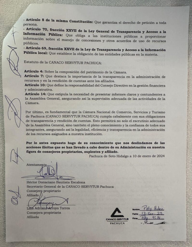 Documentos presentados por los consejeros como prueba de la falta de transparencia en la cámara.