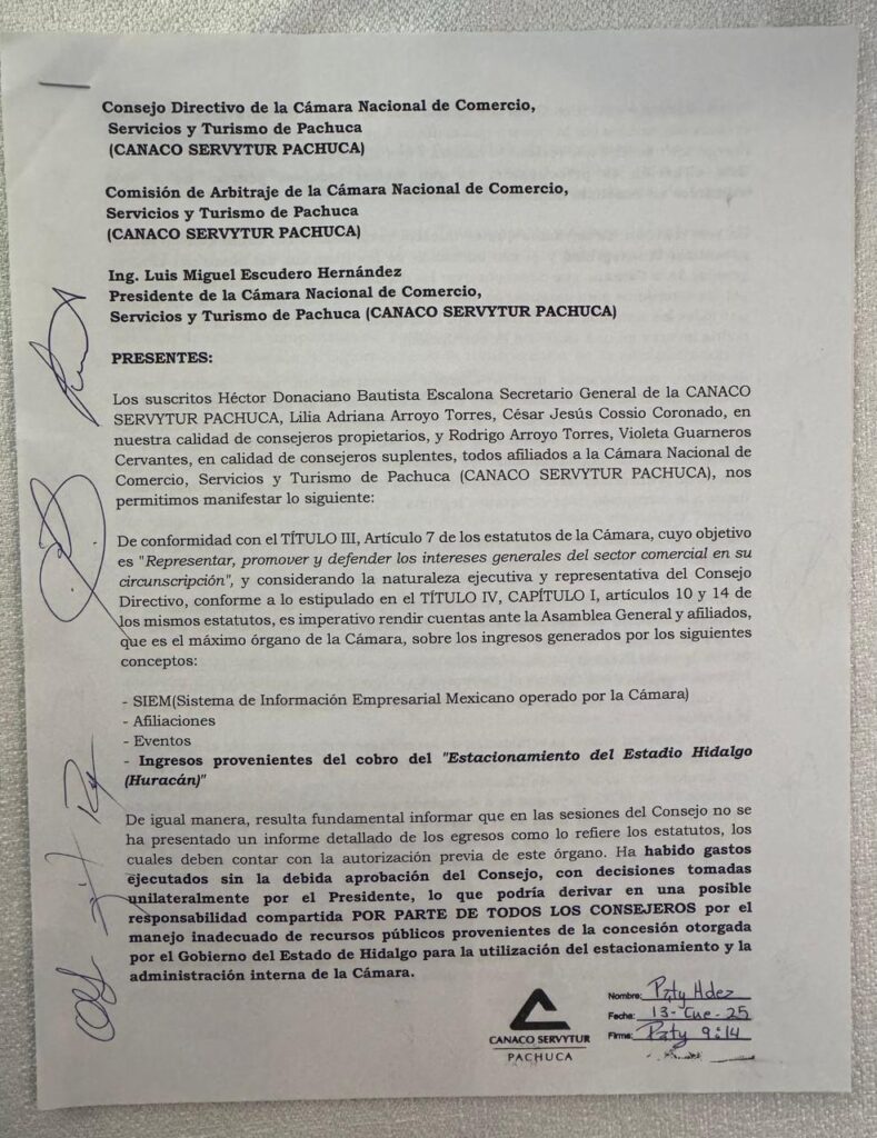 Documentos presentados por los consejeros como prueba de la falta de transparencia en la cámara.