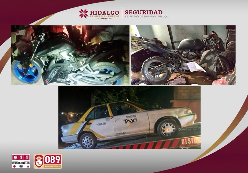 Autoridades resguardan el taxi del conductor asesinado tras un cateo en Tulancingo
