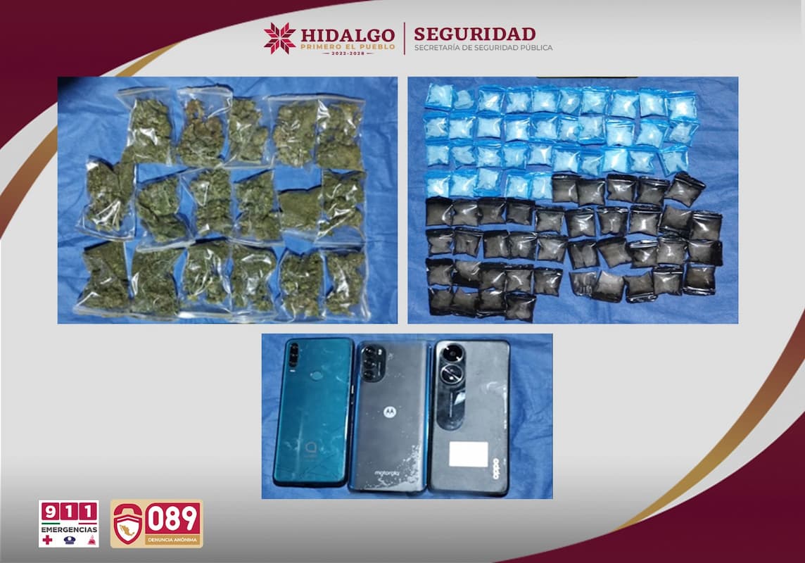 Droga decomisada a la presunta narcomenudista: 226 dosis de marihuana y 246 de cristal