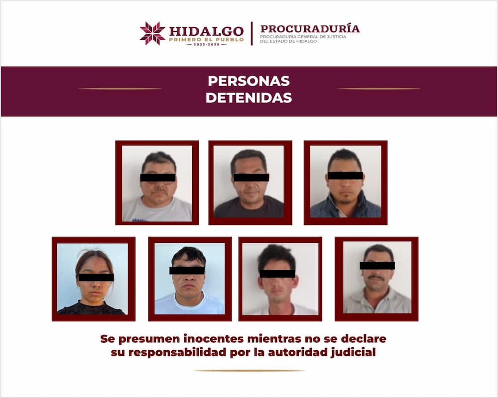 Siete personas fueron detenidas en operativos simultáneos tras una orden judicial emitida en Hidalgo