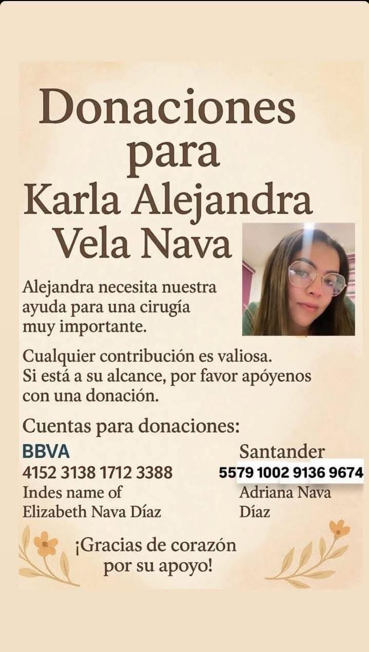 Inician campaña de donaciones para apoyar a Karla Alejandra