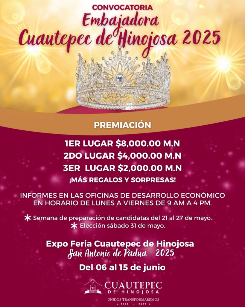 Buscan embajadora para la Expo Feria de Cuautepec de Hinojosa