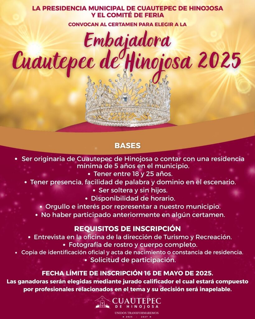 Buscan embajadora para la Expo Feria de Cuautepec de Hinojosa