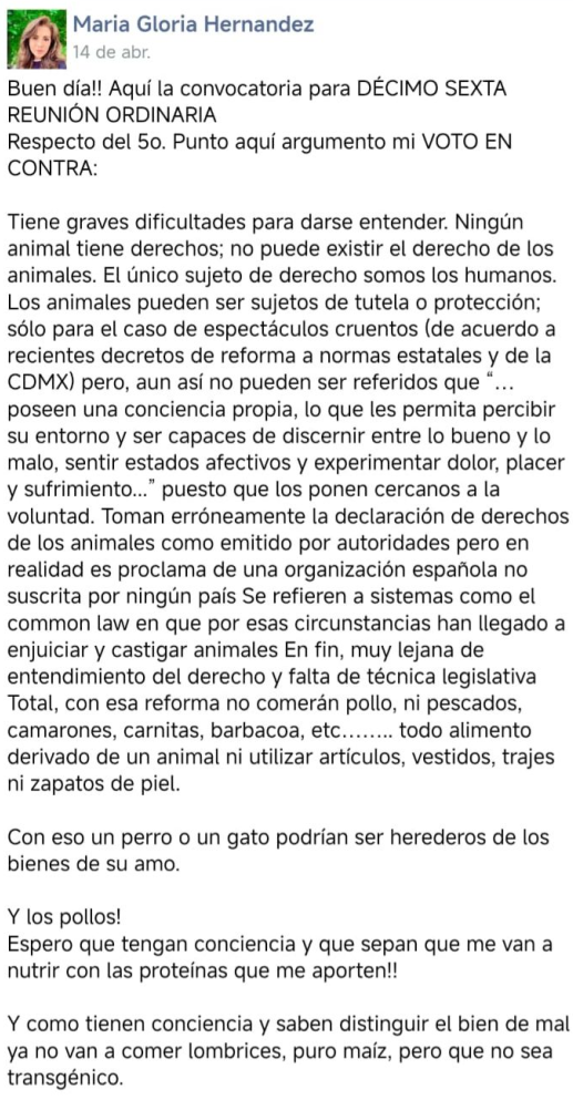 Esta fue la postura de la regidora de Apan desata fuertes críticas en redes sociales sobre los derechos de los animales 
