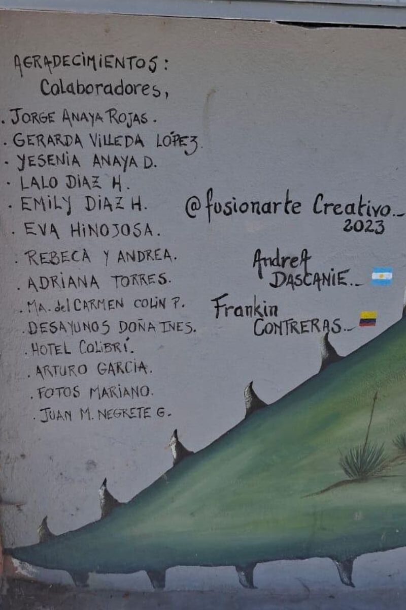 Andrea Dascanie y Franklin Contreras explicaron que los agradecimientos a los colaboradores se encuentran en el mural | Foto: Carlos García