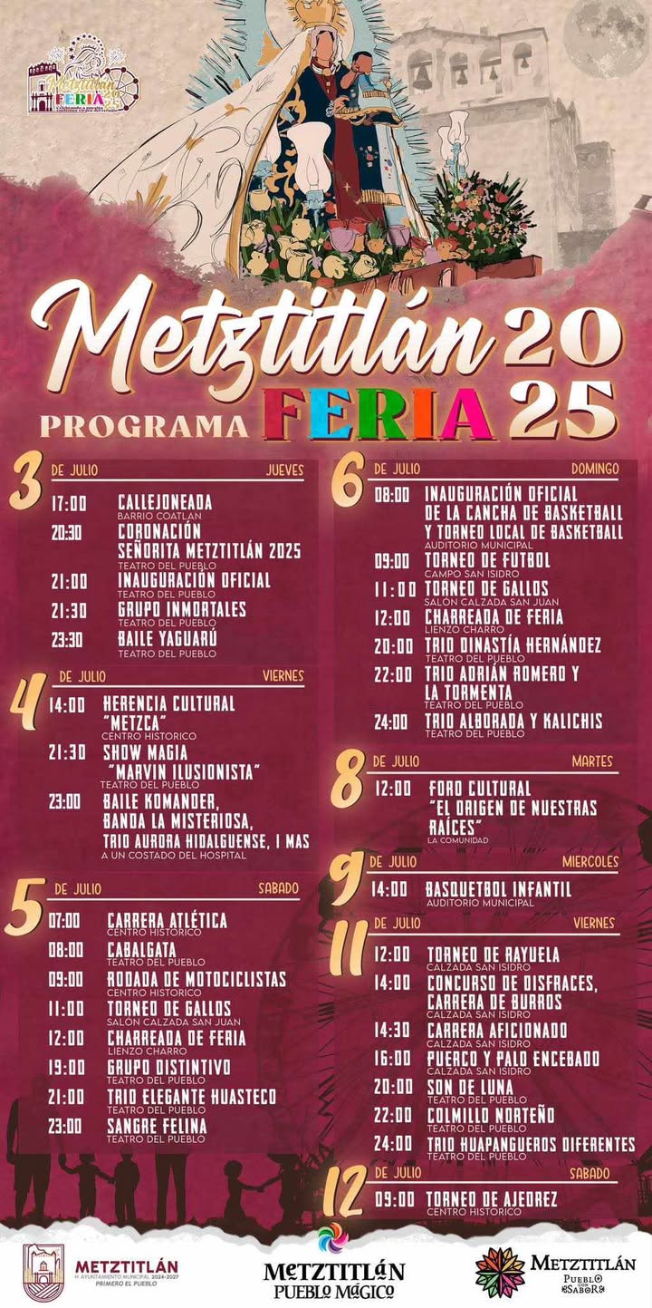 ¡No te pierdas la Feria Metztitlán 2025! Con El Komander y mucho más en la cartelera