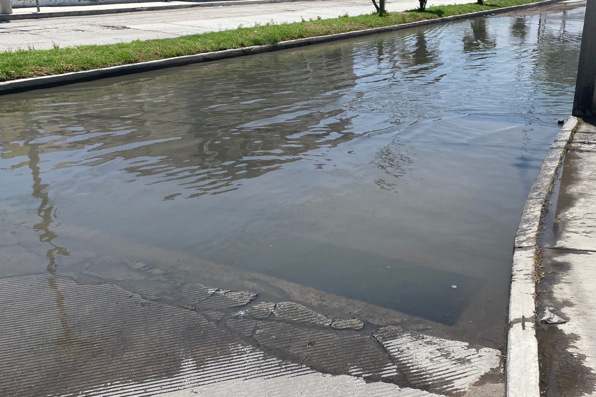 Algunas banquetas quedaron parcialmente cubiertas por el agua | Foto: Carlos Cisneros