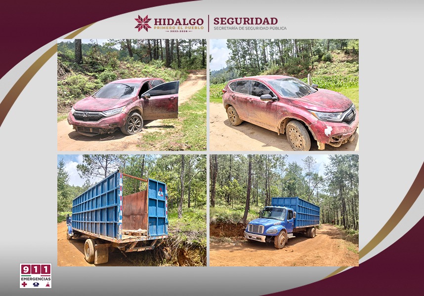 En la zona  se encontró un camión de redilas y una camioneta tipo Honda, ambos abandonados y con placas del Estado de México
