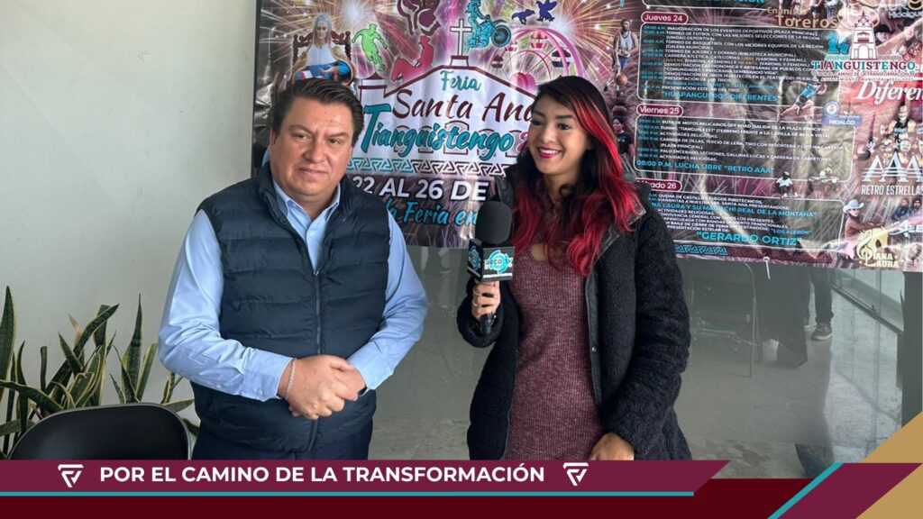 La Presidencia Municipal de Tianguistengo, encabezada por el profesor Febronio Rodríguez Villegas, presentó el programa general de la Feria Patronal Santa Ana Tianguistengo 2025