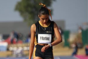 Paula Martínez Lugo en la pista de Tlaxcala, donde firmó un debut histórico para Hidalgo en la Olimpiada Nacional 2025