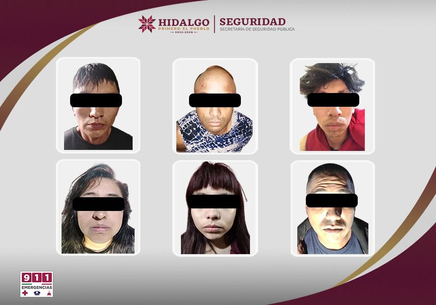 Seis presuntos narcomenudistas fueron detenidos en Pachuca durante un operativo coordinado entre diferentes corporaciones de seguridad