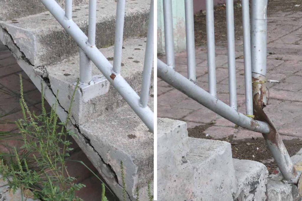 El puente que se ubica el bulevar Everardo Márquez, a la altura de Pemex, también presentó daños a causa de los accidentes viales