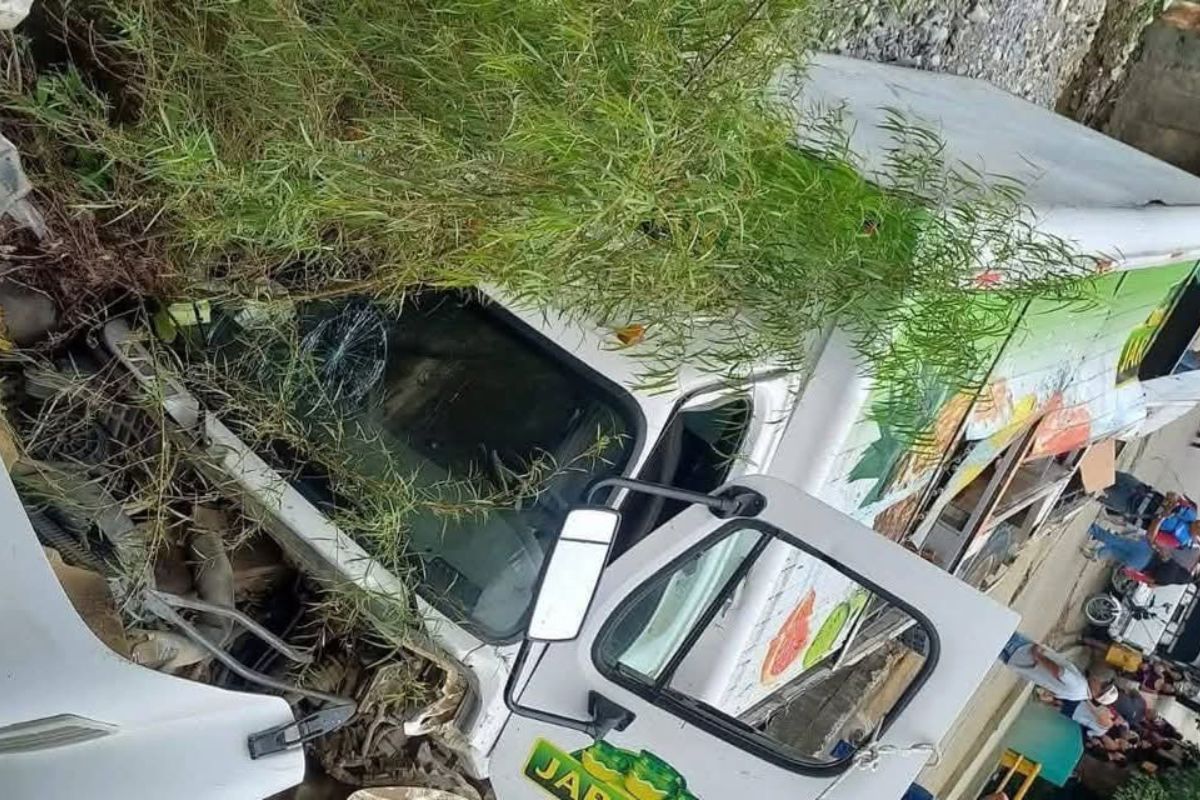 Camión repartidor fuera de control tras sufrir una falla mecánica en Ahuatitla