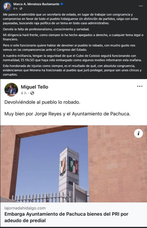 Miguel Tello y Marco Mendoza Bustamante protagonizan cruce de acusaciones en redes / Captura de redes sociales 