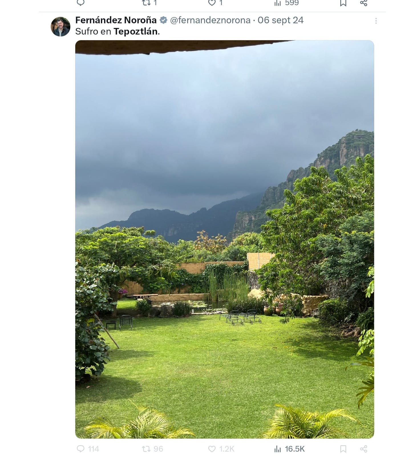 El senador Gerardo Fernández Noroña defiende la compra de su casa de 12 millones en Tepoztlán / Foto de redes sociales 