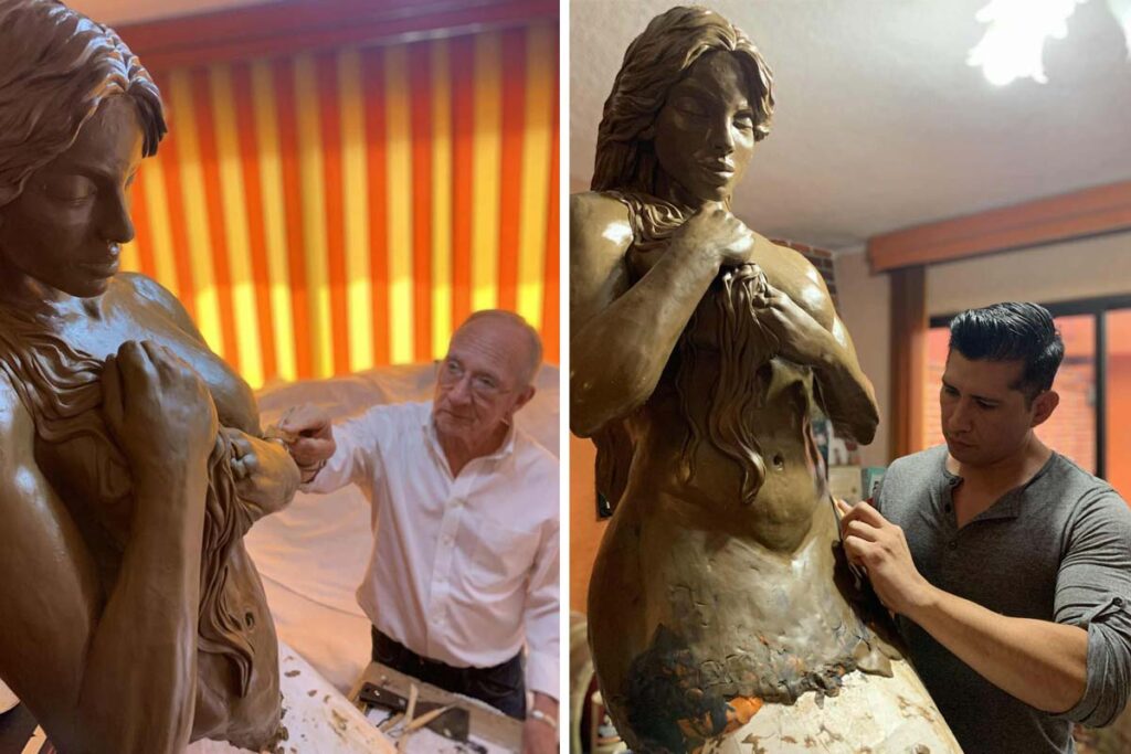 La sirena mide dos metros de altura, es la anatomía de una mujer con rasgos indígenas