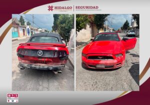 El sospechoso conducía un Mustang rojo con placas de Tamaulipas.