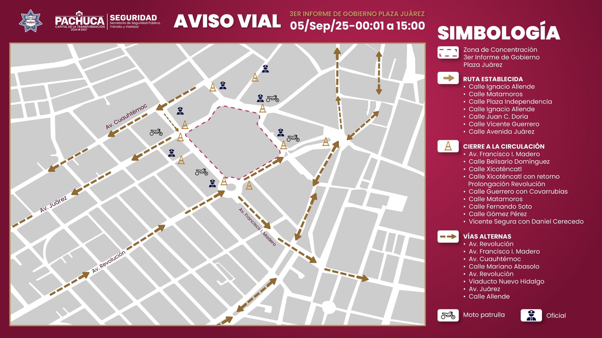 Cierre de calles en el centro de Pachuca