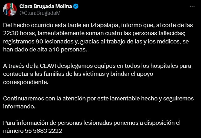 Twit de la Jefa de Gobierno