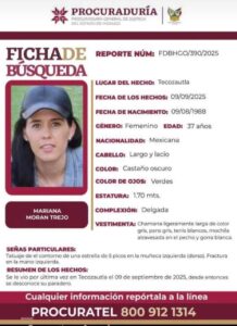 La mujer de 37 años desapareció el 9 de septiembre en el Pueblo Mágico.