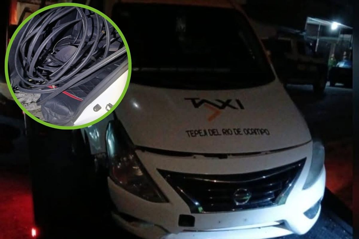 Detenidos trasladaban cable robado en taxis de Tepeji del Río