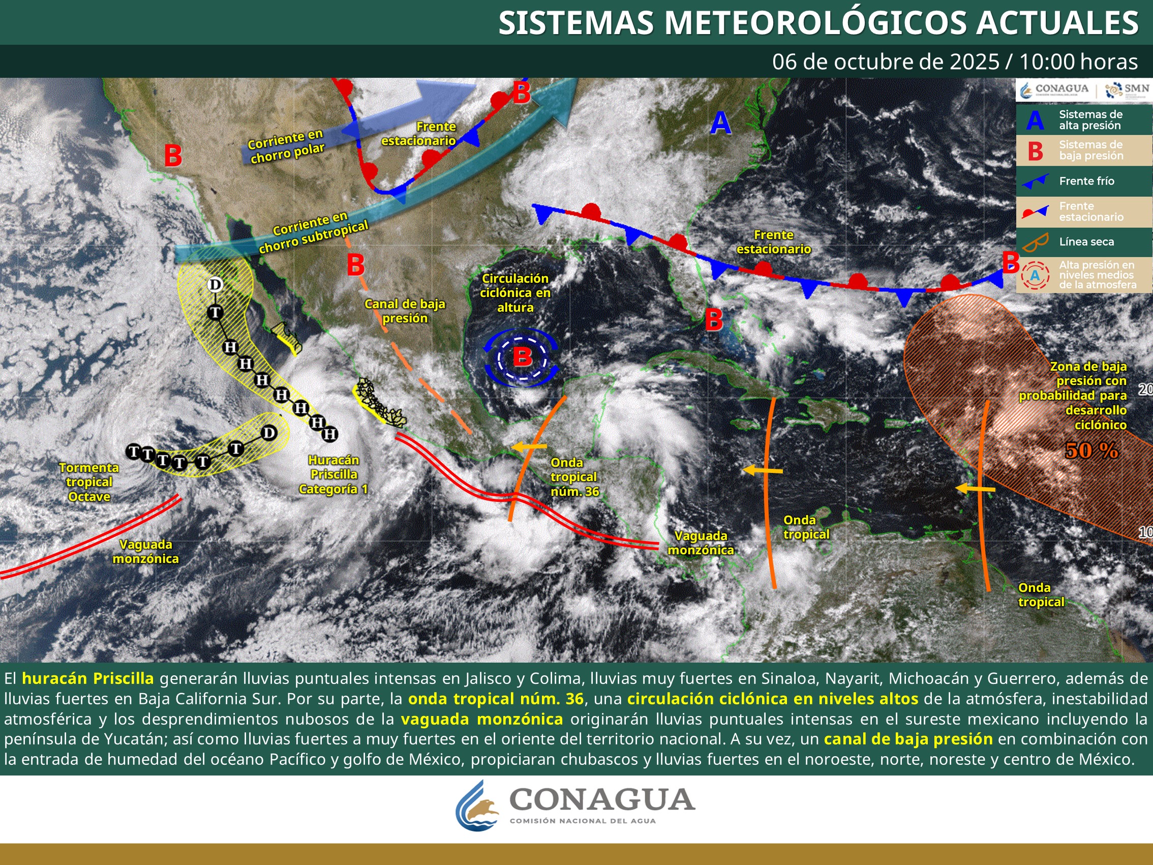 El clima en Hidalgo este 7 de octubre estará marcado por cielos nublados y tormentas eléctricas