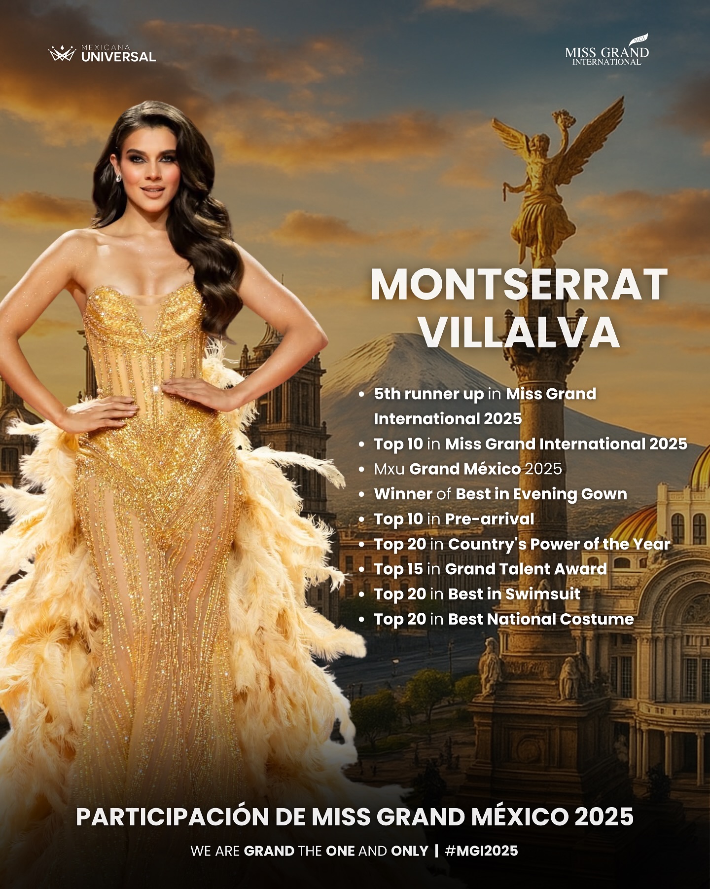 Montserrat Villalva obtuvo el título de 5th runner up en Miss Grand International 2025