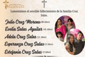 Julio Cruz Moreno, Evelia Salas Aguilar y sus tres hijas perdieron la vida tras el colapso del cerro por las lluvias del huracán Priscila