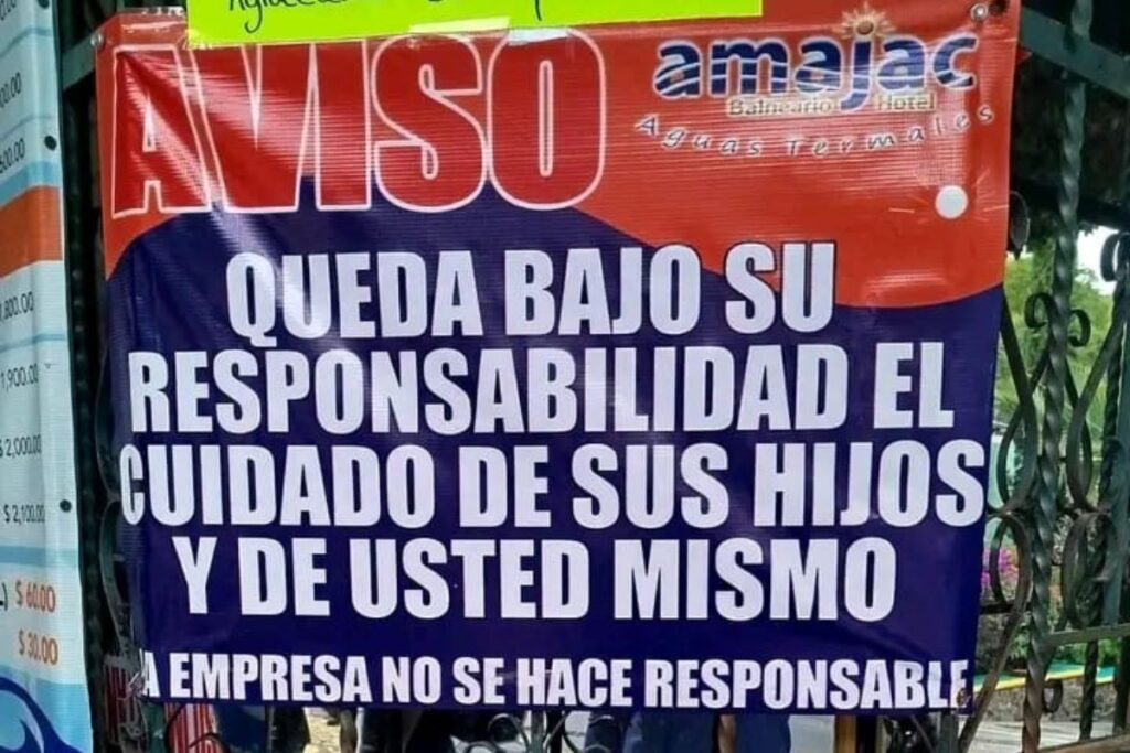 Balneario de Atotonilco el Grande coloca un descargo de responsabilidad y turistas se inconforman