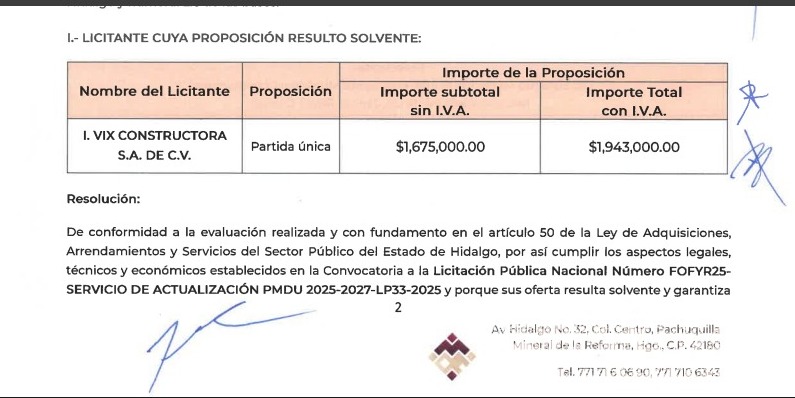 La adjudicación de la licitación se otorgó a Erick Urbina Castelán el pasado 8 de octubre | Foto: Especial
