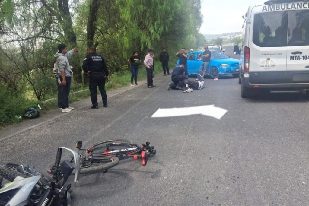 Encontronazo en Tula entre moto y bicicleta; ¿quién tuvo la culpa en este percance?